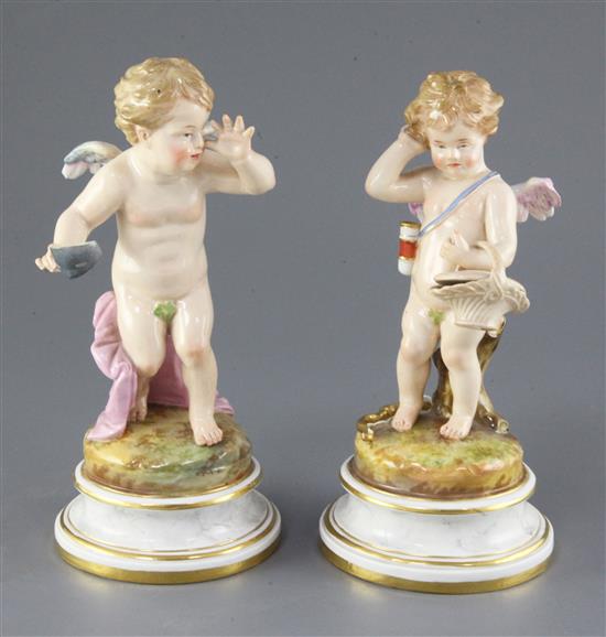 Two Meissen figures of Cupid, circa 1900, 20 cm and 21cm